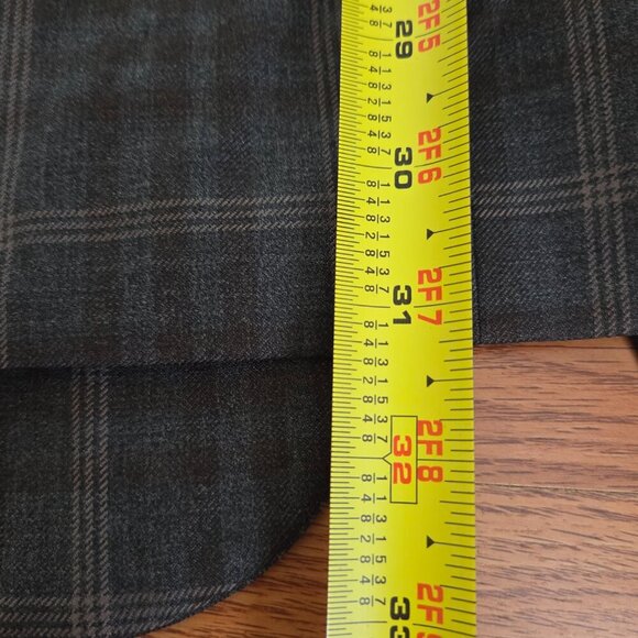 VTG Tweed Jacket XL Brown Beige Windowpane Check 100% Wool Blazer Sport Coat 50R - Picture 15 of 15